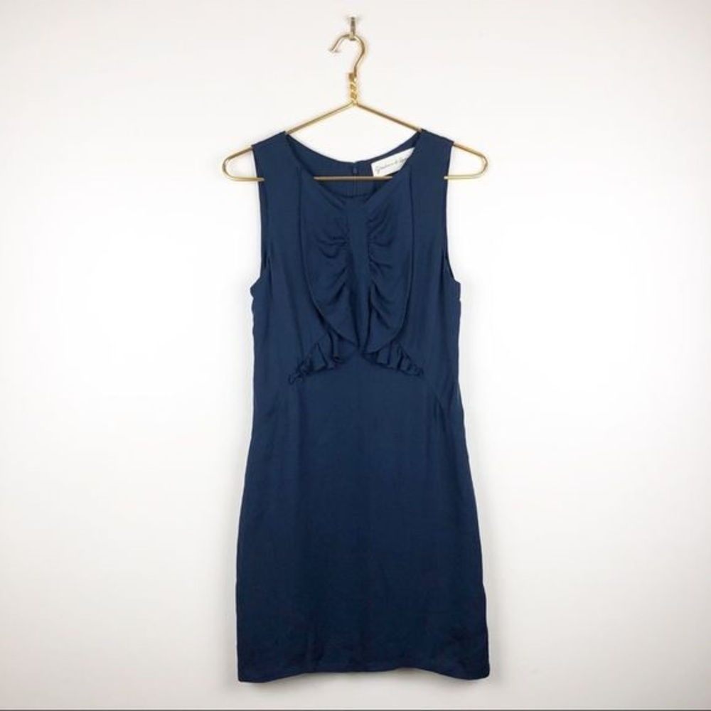Graham and Spencer ruffle trim silk shift dress